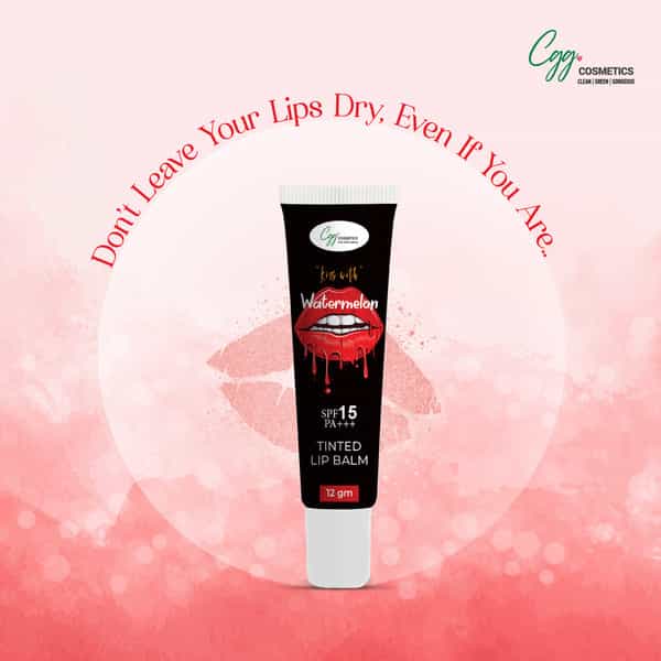 Cgg Cosmetics Watermelon Lip Balm|Spf15|Soft & Natural Pink Lips| Vit C+E|Fades Lip Pigmentation|10G