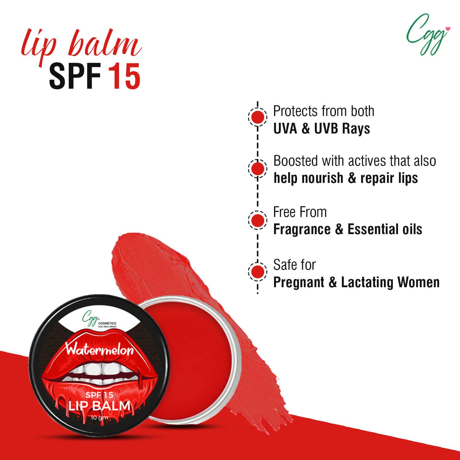 Buy CGG COSMETICS WATERMELON LIP BALMSPF15SOFT & NATURAL PINK LIPS