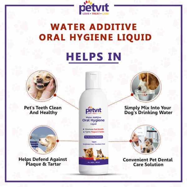 Petvit Oral Hygiene Liquid For Plaque Remover Teeth Cleaning Bad Breath- All Breed Dog & Cat-100Ml
