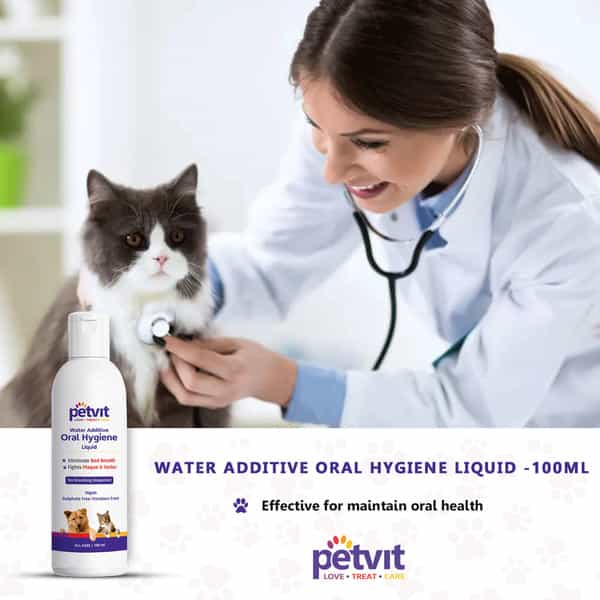 Petvit Oral Hygiene Liquid For Plaque Remover Teeth Cleaning Bad Breath- All Breed Dog & Cat-100Ml