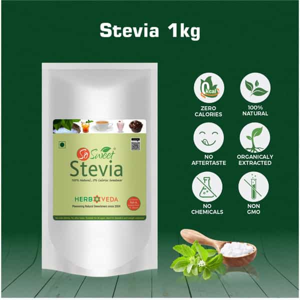 So Sweet Stevia Powder 1 Kg Sugar Free Zero Calorie Sweetener (Pack Of 2)