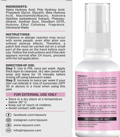 Rejusure Aha 25% + Pha 5% + Bha 2% Facial Peeling Solution - 30ml