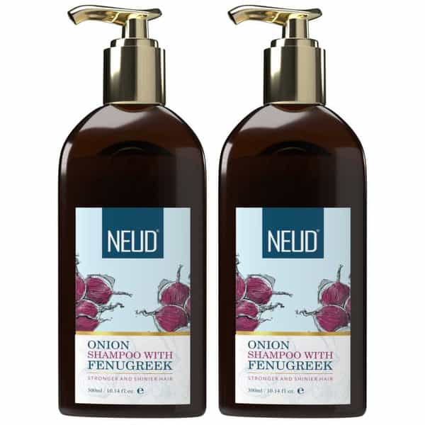 Neud Premium Onion Hair Shampoo With Fenugreek For Men & Women - 2 Packs (300Ml Each)