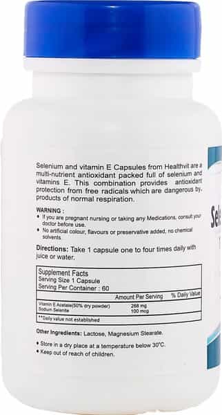 Healthvit Selenium 100Mcg Vitamin E 400 Iu Multivitamin Tablets Bottle Of 60