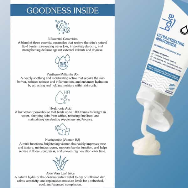 Bake Ultra Hydrating Face Moisturizer With Ceramides & Hyaluronic Acid For 72 Hour Moisture (100G)