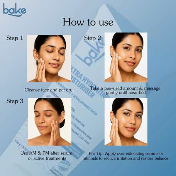 Bake Ultra Hydrating Face Moisturizer With Ceramides & Hyaluronic Acid For 72 Hour Moisture (100G)