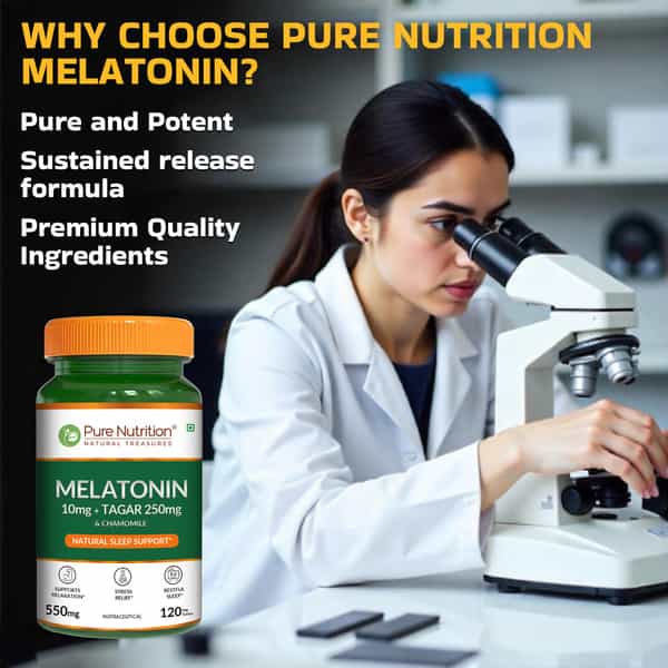 Pure Nutrition Melatonin 10 Mg With 250 Mg Tagar & Chamomile 120 Tabs Pn 2.0