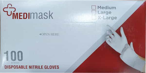 Medimask  Disposable Nitrile Hand Gloves  Box Of 100