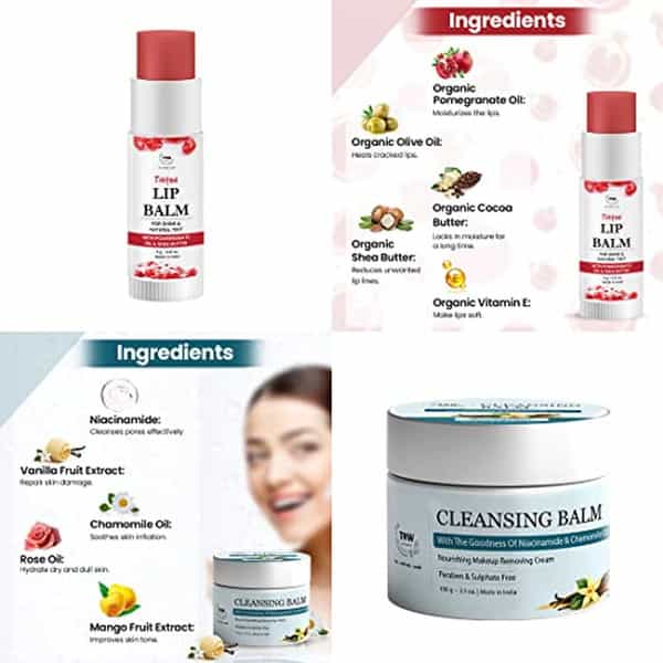 Tnw The Natural Wash Combo With Cleansing Balm And Pomegranate Tinted Lip Balm