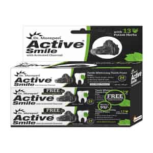 Active Smile Charcoal Toothpaste With Bamboo Brush 100gms Pack Of 6