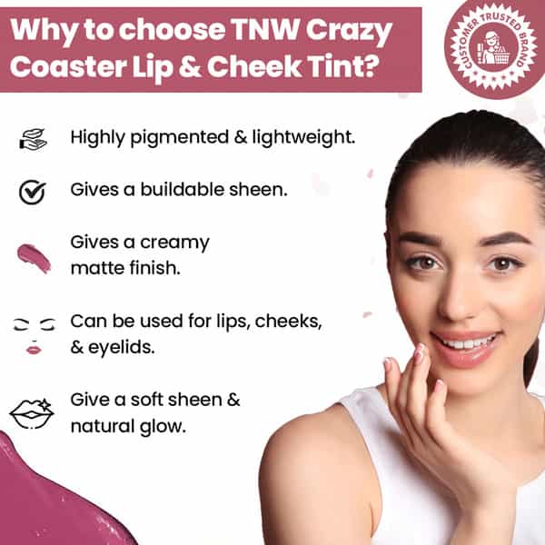 Tnw The Natural Wash Crazy Coaster Lip & Cheek Tint | With Grapeseed Oil & Castor Oil- 5 G