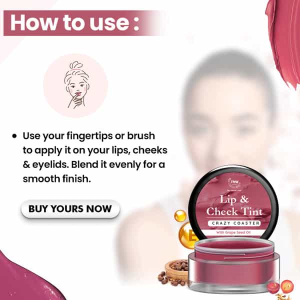 Tnw The Natural Wash Crazy Coaster Lip & Cheek Tint | With Grapeseed Oil & Castor Oil- 5 G