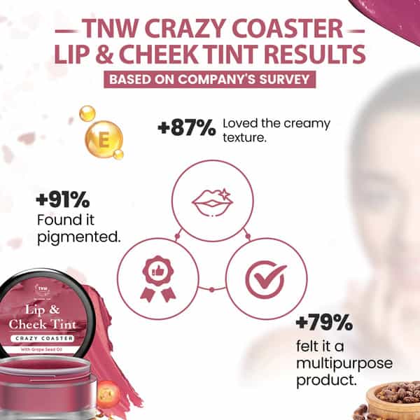 Tnw The Natural Wash Crazy Coaster Lip & Cheek Tint | With Grapeseed Oil & Castor Oil- 5 G