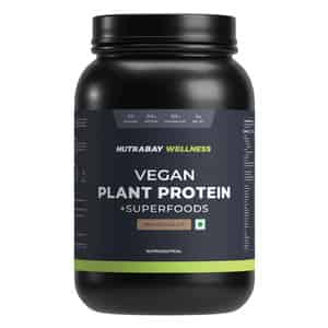 Nutrabay Wellness Vegan Plant Protein Powder + Superfoods Rich Chocolate - 1kg