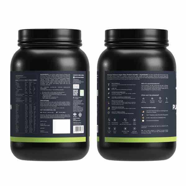 Nutrabay Wellness Vegan Plant Protein Powder + Superfoods Rich Chocolate - 1Kg