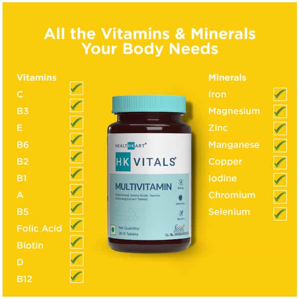 Hk Vitals Multivitamin + Omega 3 Fish Oil Supplement | Unflavoured 90 Tablets (Pack Of 2)