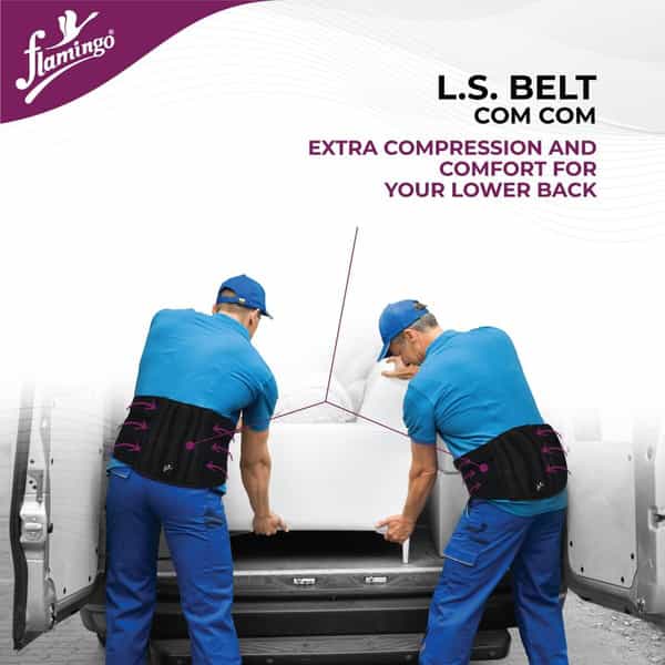 Flamingo Lumbar Sacro Com-Com Belt For Back Pain With Dual Adjustable Strap|Unisex|Xxl Back (Black)