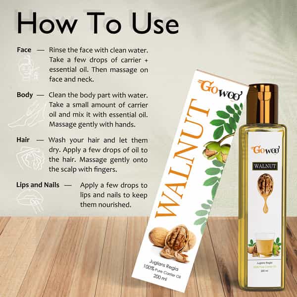 Go Woo 100% Pure Walnut Carrier Oil Cold Pressed