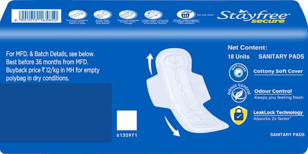 Stayfree Secure Cottony Regular 18S
