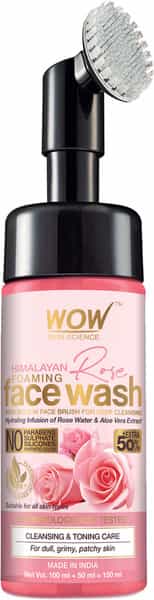 Wow Skin Science Himalayan Rose Foaming Face Wash With Built-In Face Brush - 150 Ml