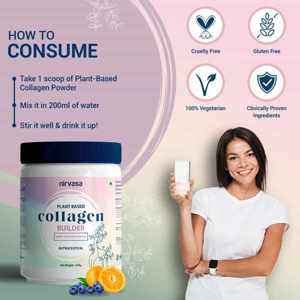 Nirvasa Plant Based Collagen Builder Powder | For Anti-Ageing | Saggy Skin ( 250 G)