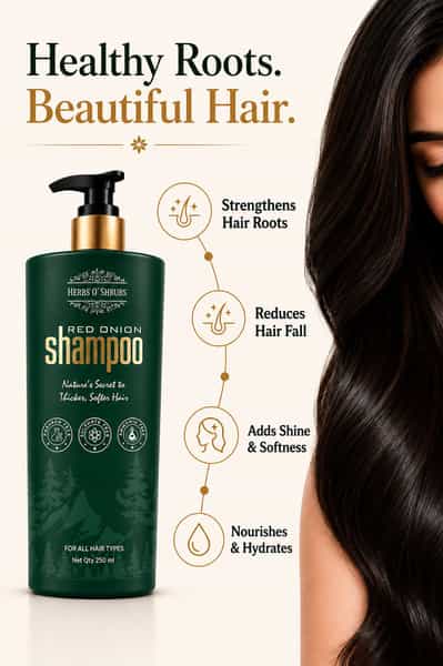 Herbs O' Shrubs Onion Strength & Shine Shampoo With Ayurvedic Ingredients | 250 Ml