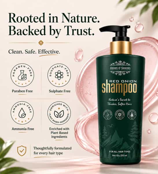 Herbs O' Shrubs Onion Strength & Shine Shampoo With Ayurvedic Ingredients | 250 Ml