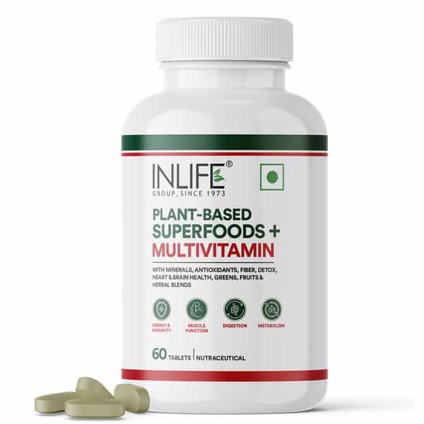 Inlife Plant Based Multivitamin Tablets For Men & Women | 75+ Ingredients - 60 Tablets