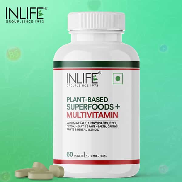 Inlife Plant Based Multivitamin Tablets For Men & Women | 75+ Ingredients - 60 Tablets