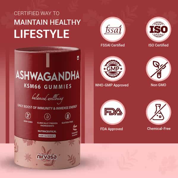 Nirvasa Ashwagandha Ksm66 Gummies | For Immunity With Ashwagandha Ksm66 Extract (60 Gummies)