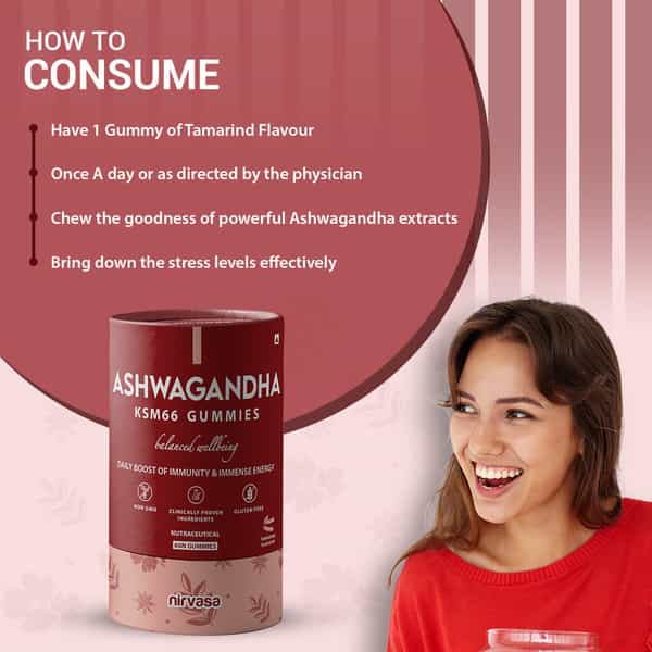 Nirvasa Ashwagandha Ksm66 Gummies | For Immunity With Ashwagandha Ksm66 Extract (60 Gummies)