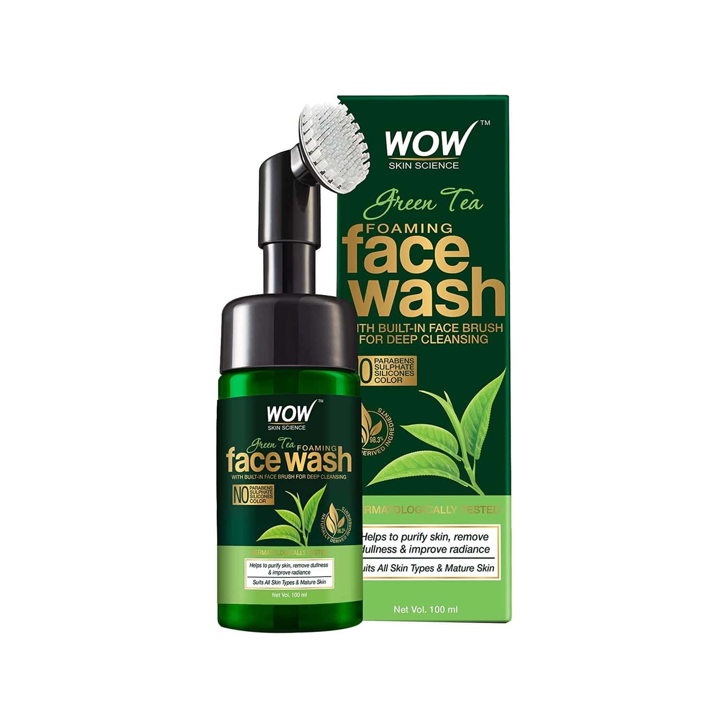 Buy Wow Skin Science Green Tea Foaming Face Wash With BuiltIn Face