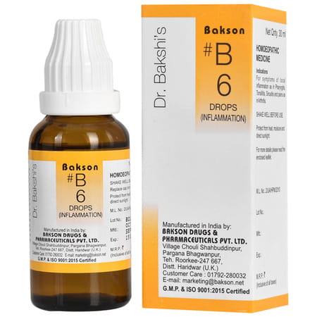Dr Bakshi'S Bakson Homoeopathy B6 Inflammation Drops 30 Ml