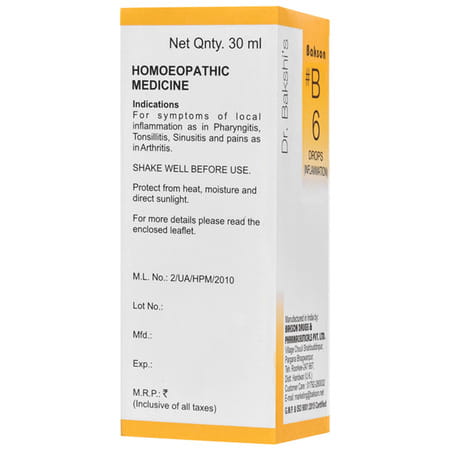 Dr Bakshi'S Bakson Homoeopathy B6 Inflammation Drops 30 Ml