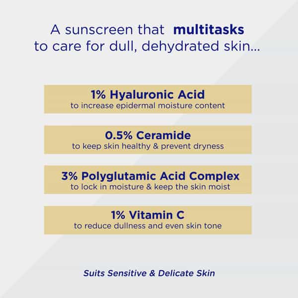 Undry Hydrating Sunscreen For Dry Skin Spf 50 (50Gm) Lightweight | No White Cast With Ha & Ceramide