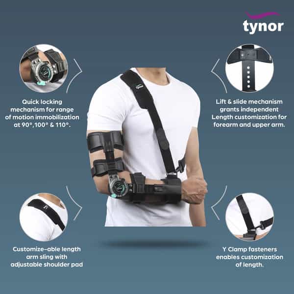 Tynor Rom Elbow Brace Black Right Universal Size 1 Unit