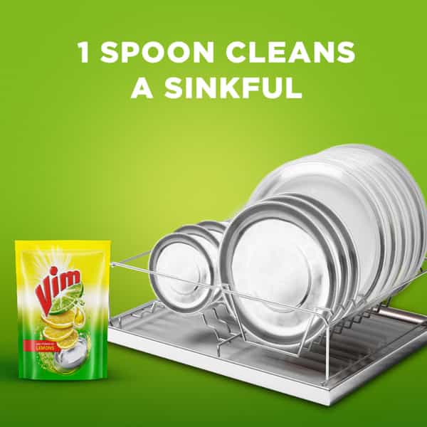 Vim Dishwash Liquid Gel Lemon - 500Ml Refill Pouch