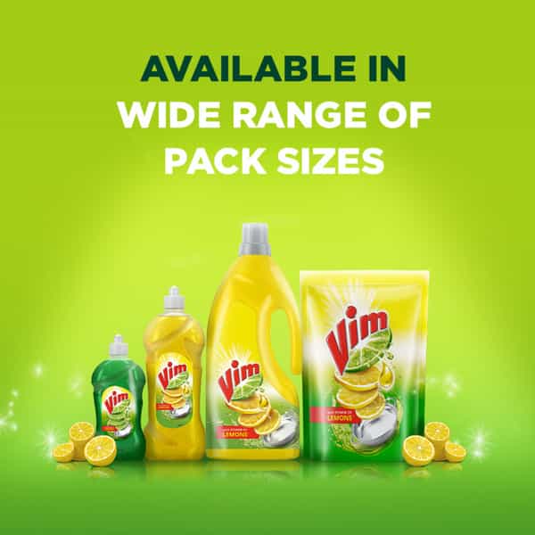 Vim Dishwash Liquid Gel Lemon - 500Ml Refill Pouch