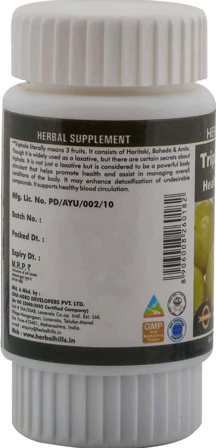 Buy HERBAL HILLS TRIPHALA 60 TABLETS PACK OF 2 TRIPHALA TABLETS Online