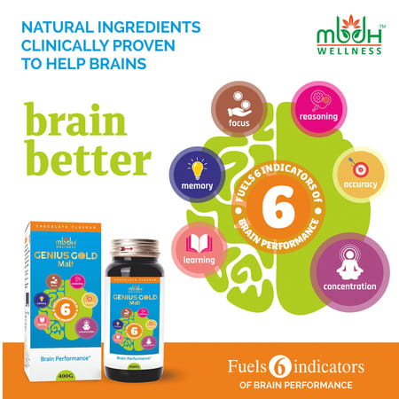 Mbdhwellness Genius Gold+Eye Care Malt-Herbal Vision & Brain Booster For All Ages.
