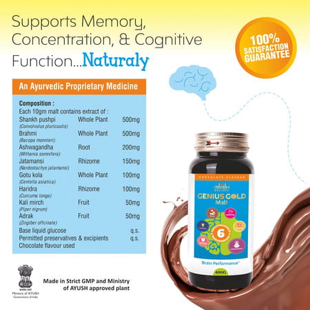 Mbdhwellness Genius Gold+Eye Care Malt-Herbal Vision & Brain Booster For All Ages.