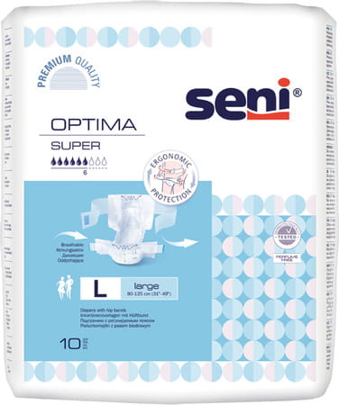 Seni Optima Super Large Adult Diapers With Hip Bands 10 Pcs