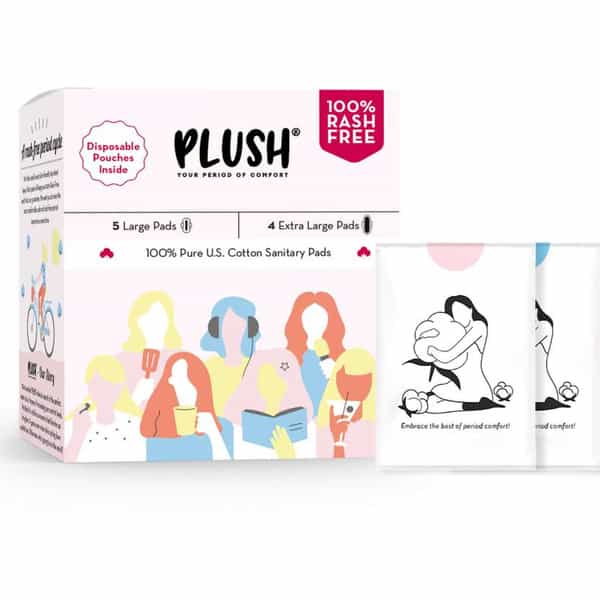 Plush Pure Cotton Sanitary Pads With Individual Disposable Pouch|100% Rash Free|5L+4Xl Sanitary Pads