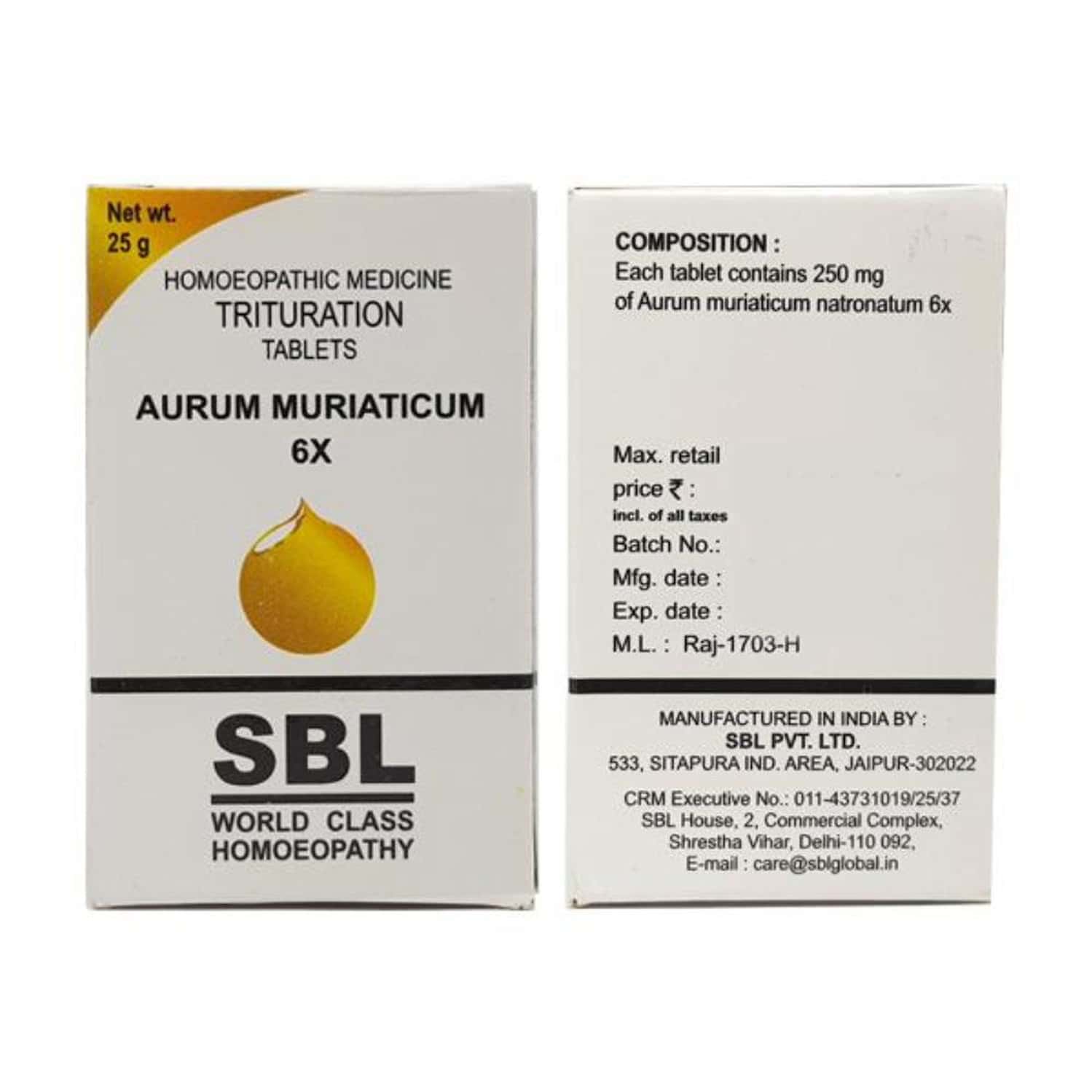 Sbl Aurum Muriaticum Natronatum Trituration Tablet 6x 25 Gm Pack Of 2