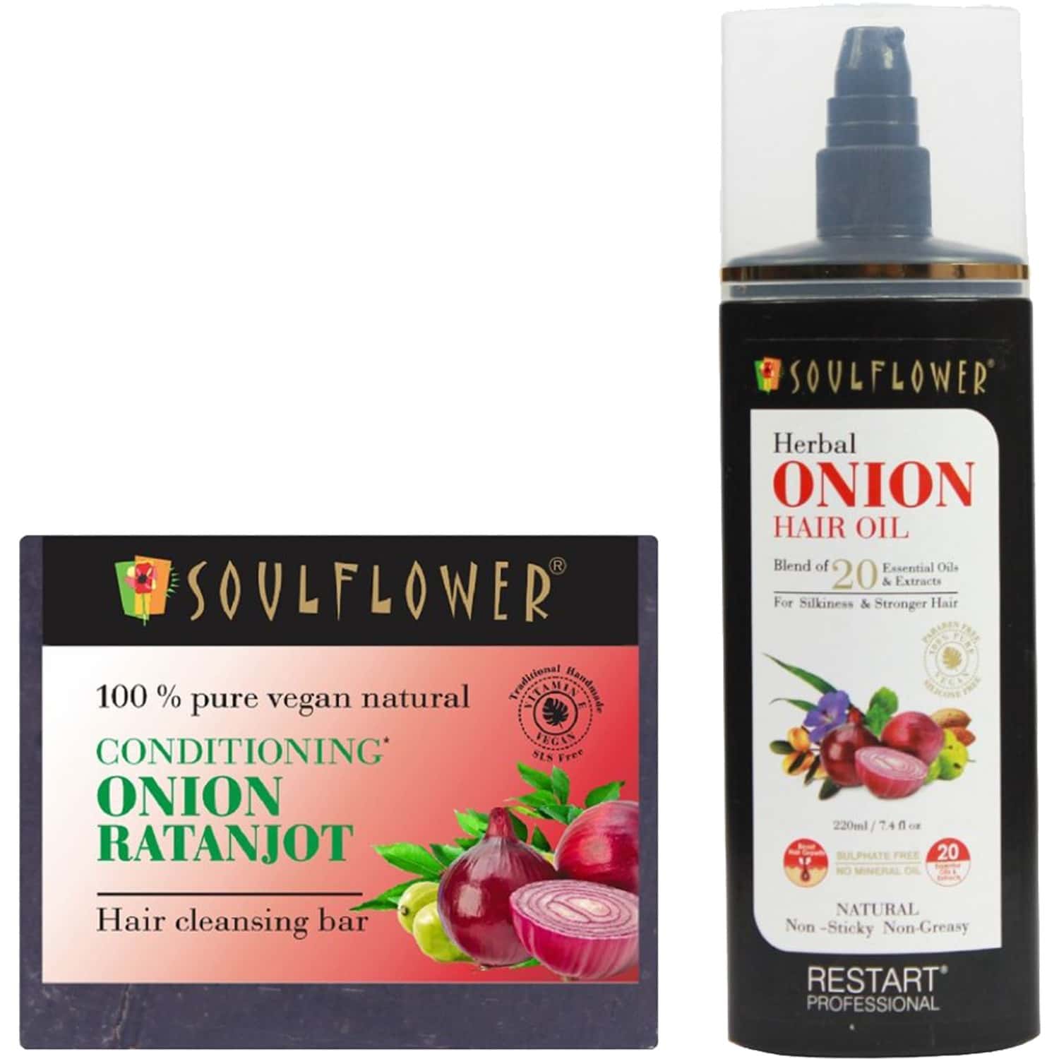 Buy SOULFLOWER ONION HAIR OIL ( 220ML )& CONDITIONING ONION RATANJOT