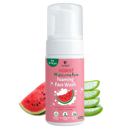 Healthbest Kids Watermelon Foaming Face Wash Organic Gentle Cleanser | No Tears & No Paraben - 100ml