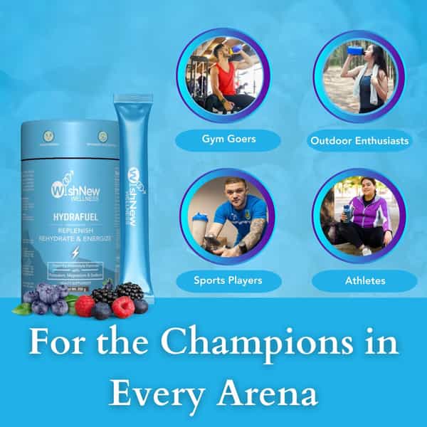 Wishnew Wellness Hydrafuel: Electrolyte-Rich Hydration Solution For Energy & Stamina (Blueberry)