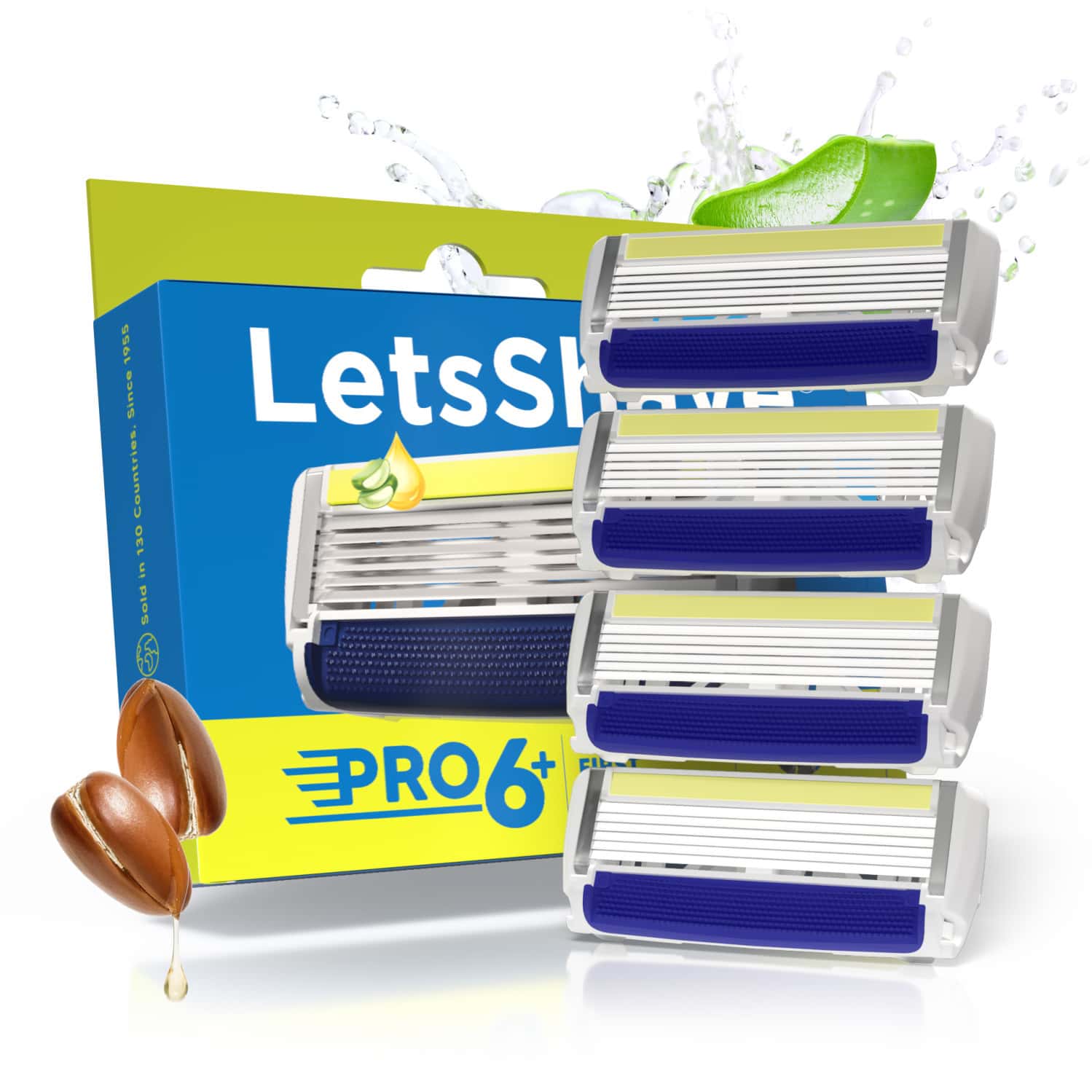 Letsshave Pro 6 Plus Lite Face & Head Shaving Razor Blade Refills/cartridges-pack Of 4