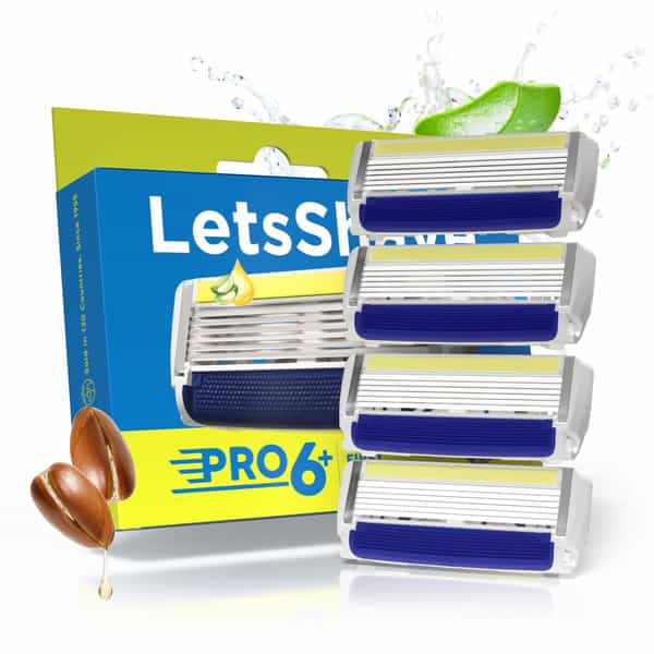 Letsshave Pro 6 Plus Lite Face & Head Shaving Razor Blade Refills/Cartridges-Pack Of 4