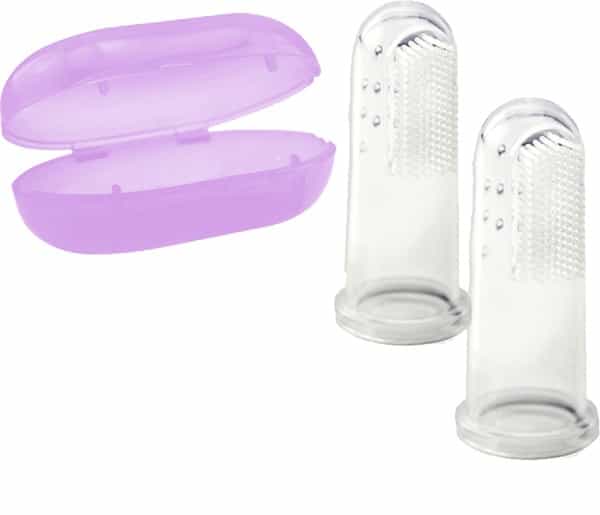 Beebaby Silicone Finger Brush With Carry Case (Violet) (Pack Of 2)